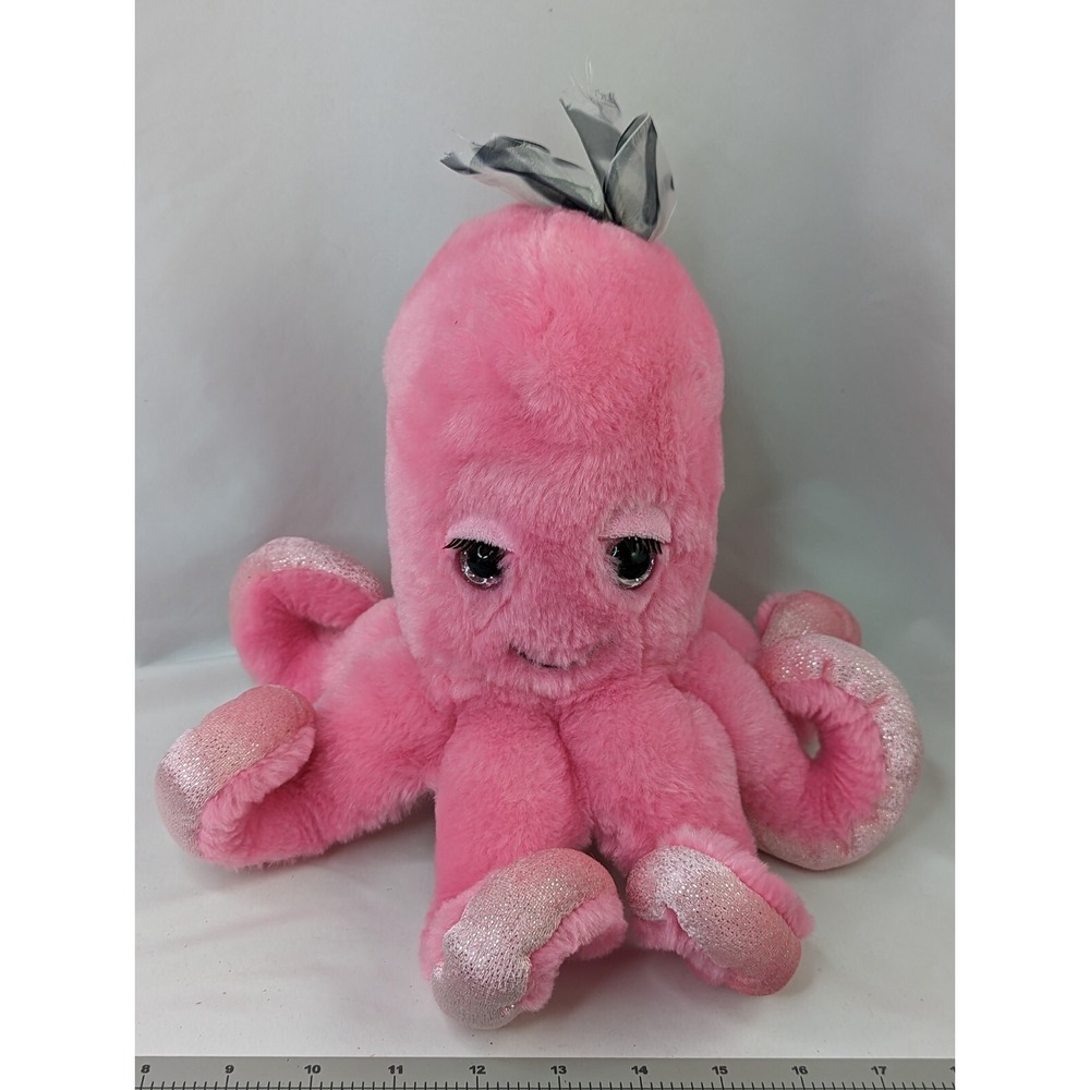 The Petting Zoo Pink Octopus Plush 12 Inch Glitter Eyes Stuffed Animal Toy